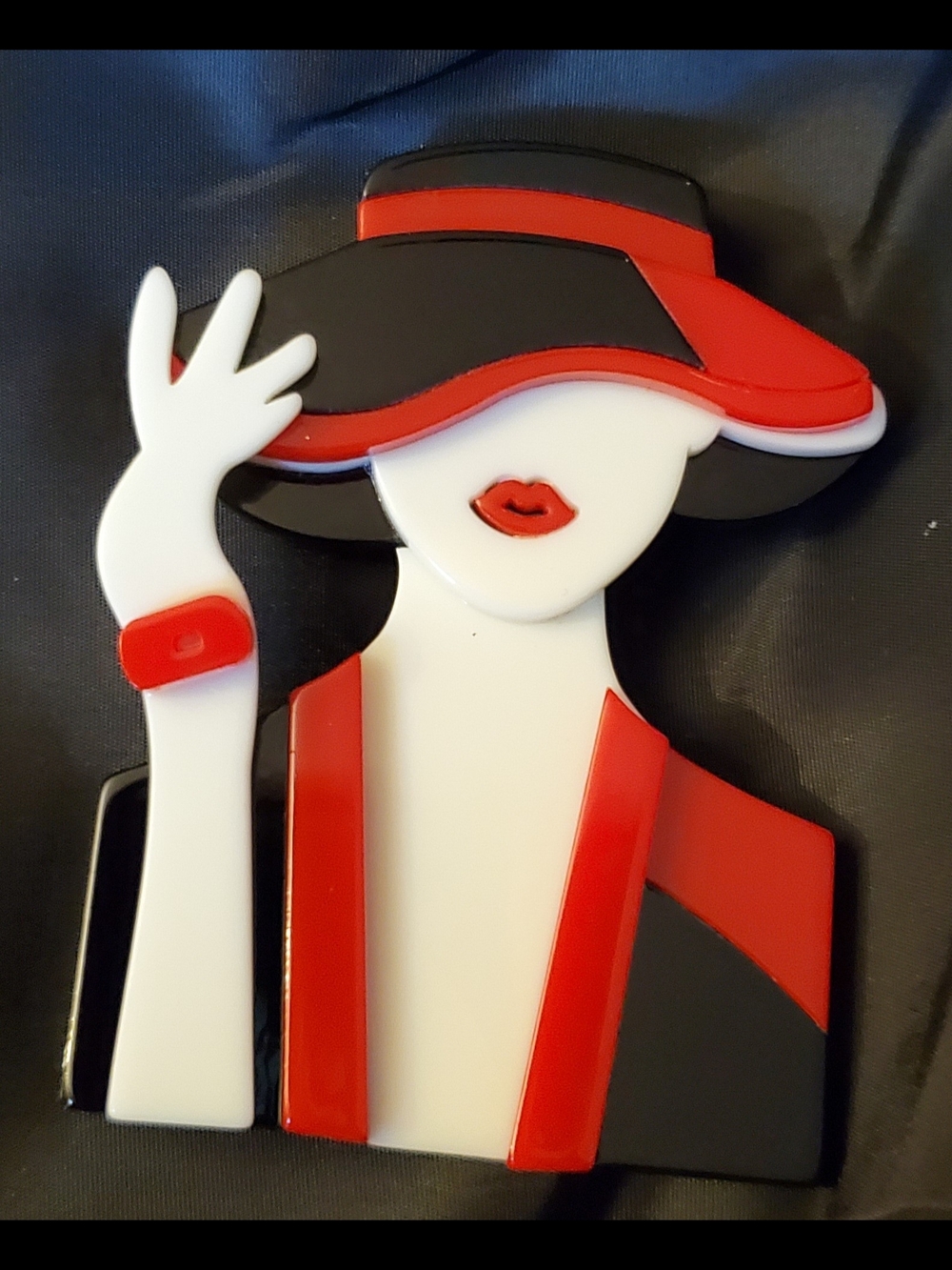 Red & Black Fashion Lady Brooch - Chic Women’s Jewelry